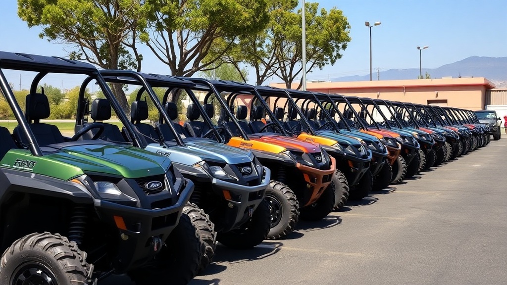 Fleet of side-by-side UTV rental vehicles